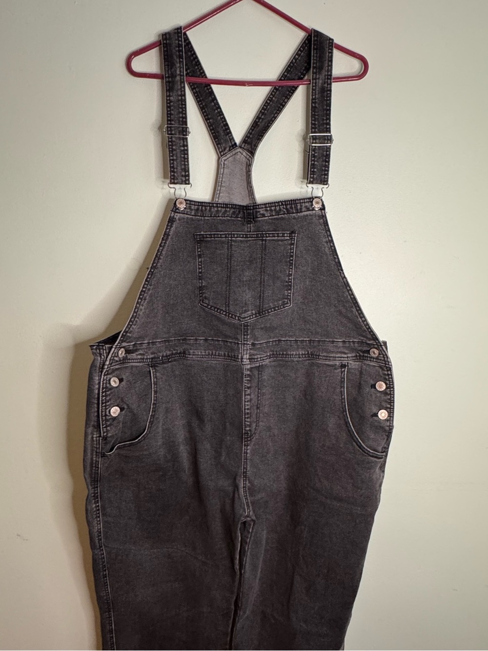 Washed Black Denim Overalls (2XL)